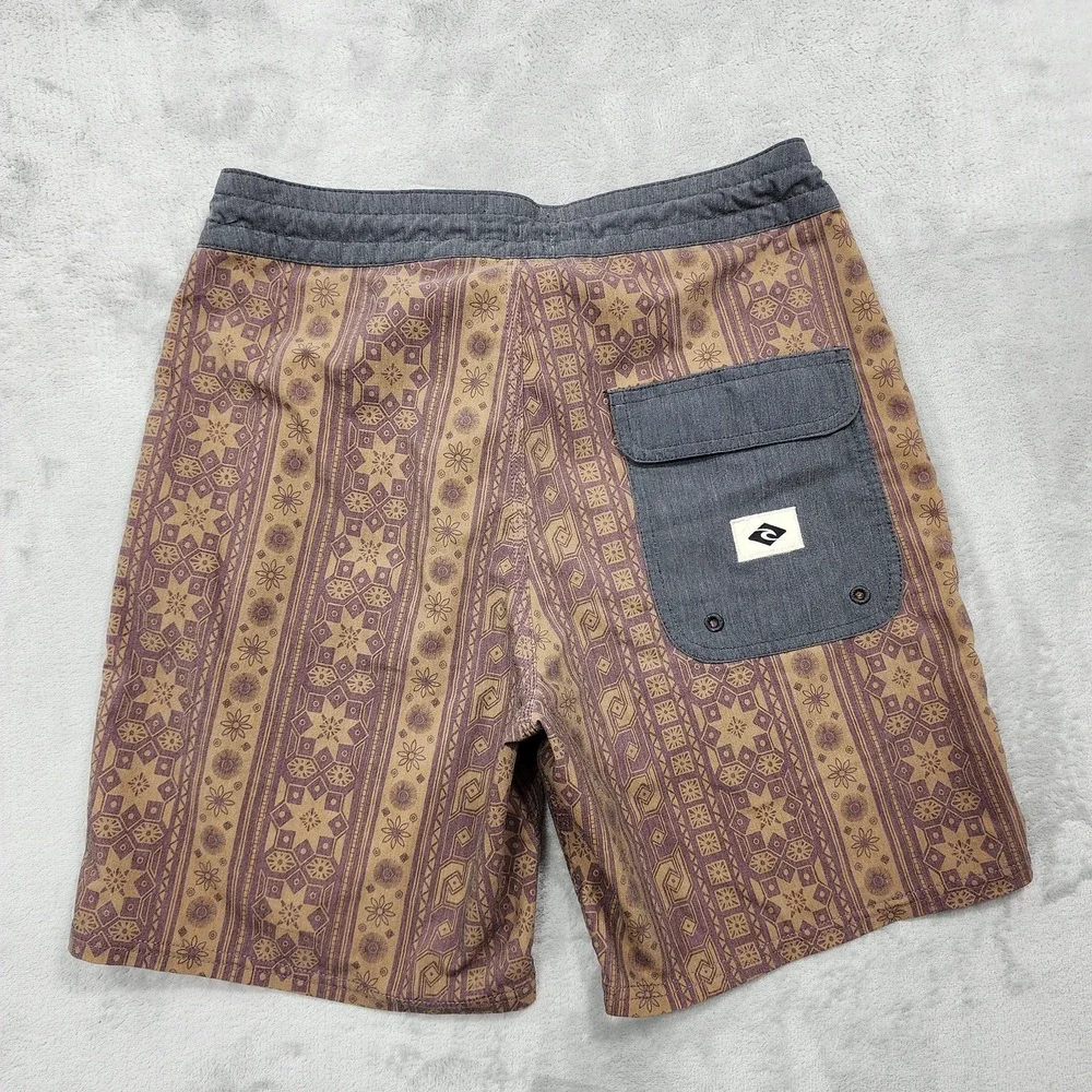 Rip Curl Board Shorts Mens M Brown Geometric Laydays Stretch Surf Beach Summer